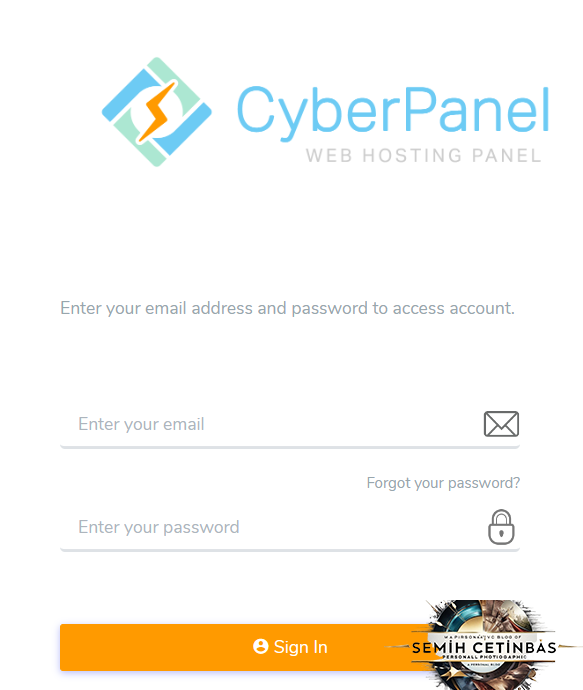 Tela de login de instalação do CyberPanel